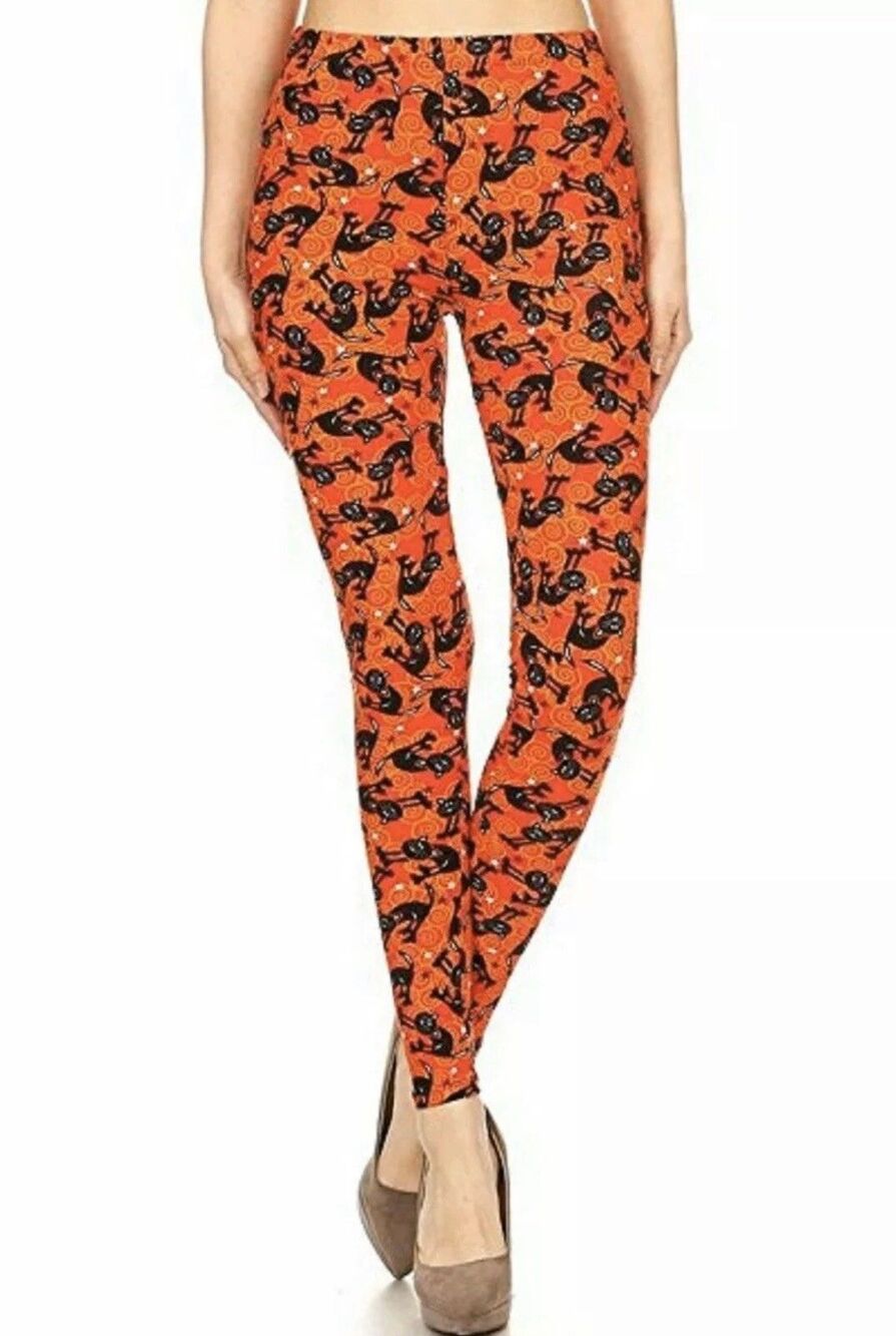Halloween Cats With Orange and Black. Super cute Buttery leggings One Size 2-12